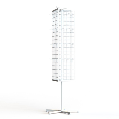 3 Sides Wire Grid Spinner Display Floor Stand With Triangle Shaped Grid Panel