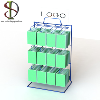 Wire Hooks OEM Metal Table Top Display Berdiri Dengan Loker Belakang Dan Logo Atas