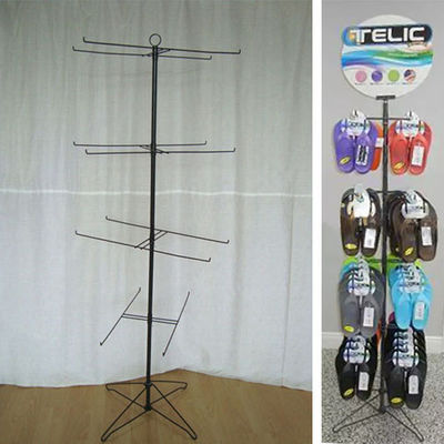 Slipper Flip Flops Logam Floor Stand Custom Made Shoe Spinner Display Rack