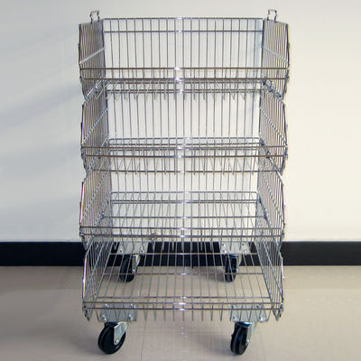 Rak Display Keranjang Kawat Chrome Stackable Dengan Struktur KD